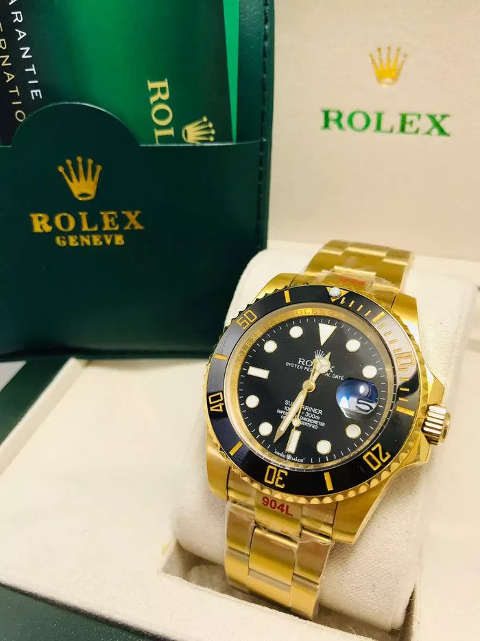 Relógio Masculino Submariner Dourado e Preto